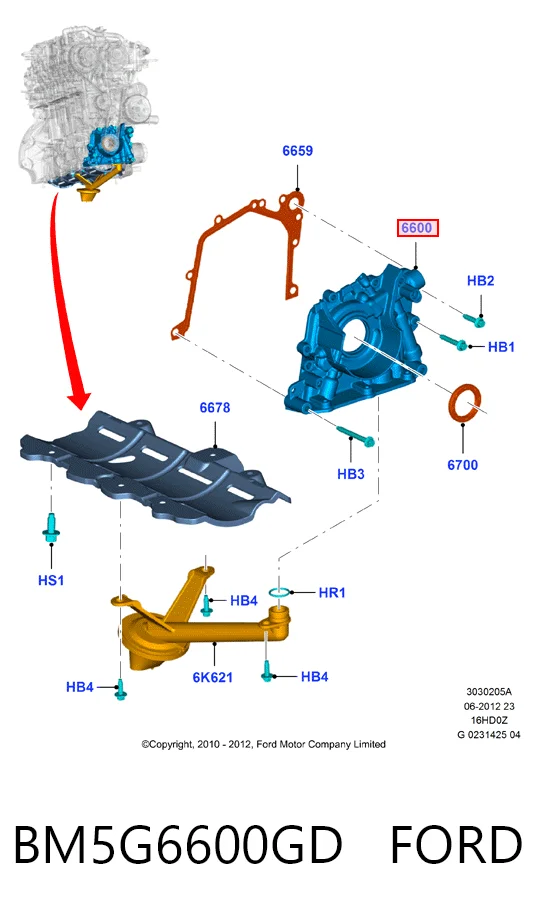 BM5G6600GD Ford Масляный насос двигателя