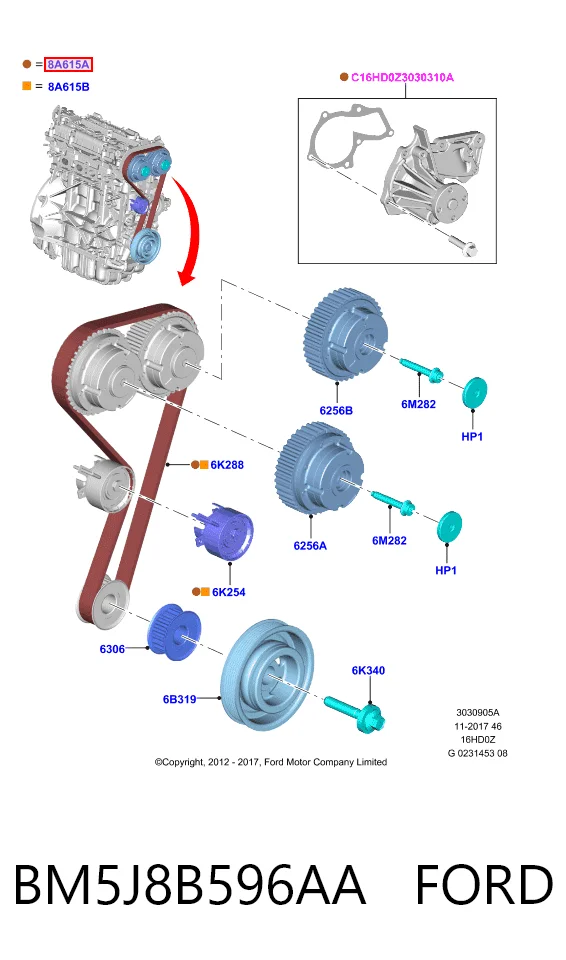Комплект ремня ГРМ на Volvo S60 II 134