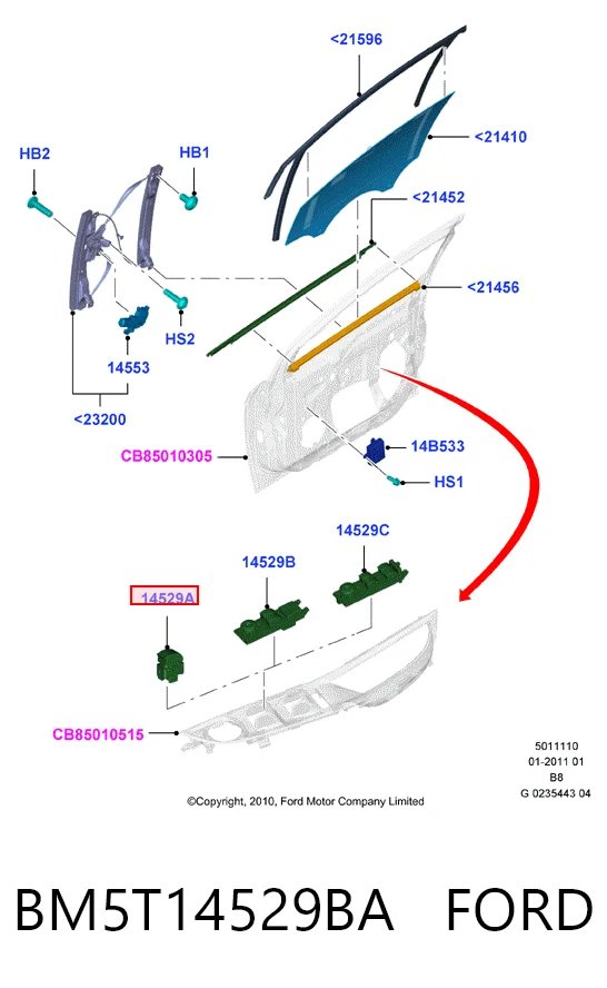 BM5T14529BA Ford Кнопка подъемника переднего правого стекла