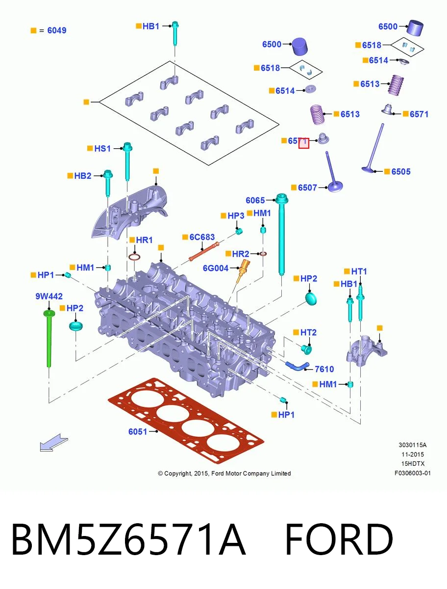 BM5Z6571A Ford Сальник клапана (маслосъёмный), выпускного