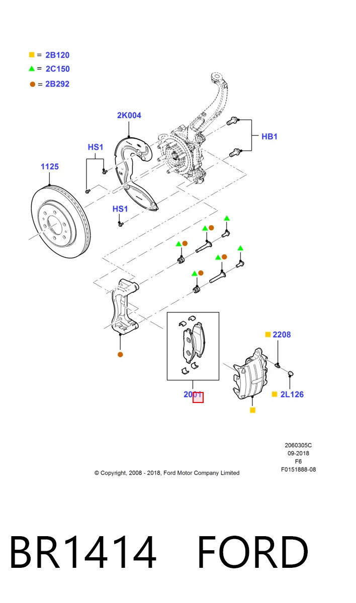 BR1414 Ford Колодки передние