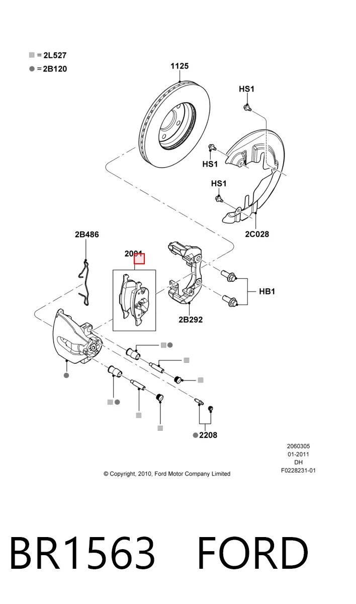 BR1563 Ford Колодки передние