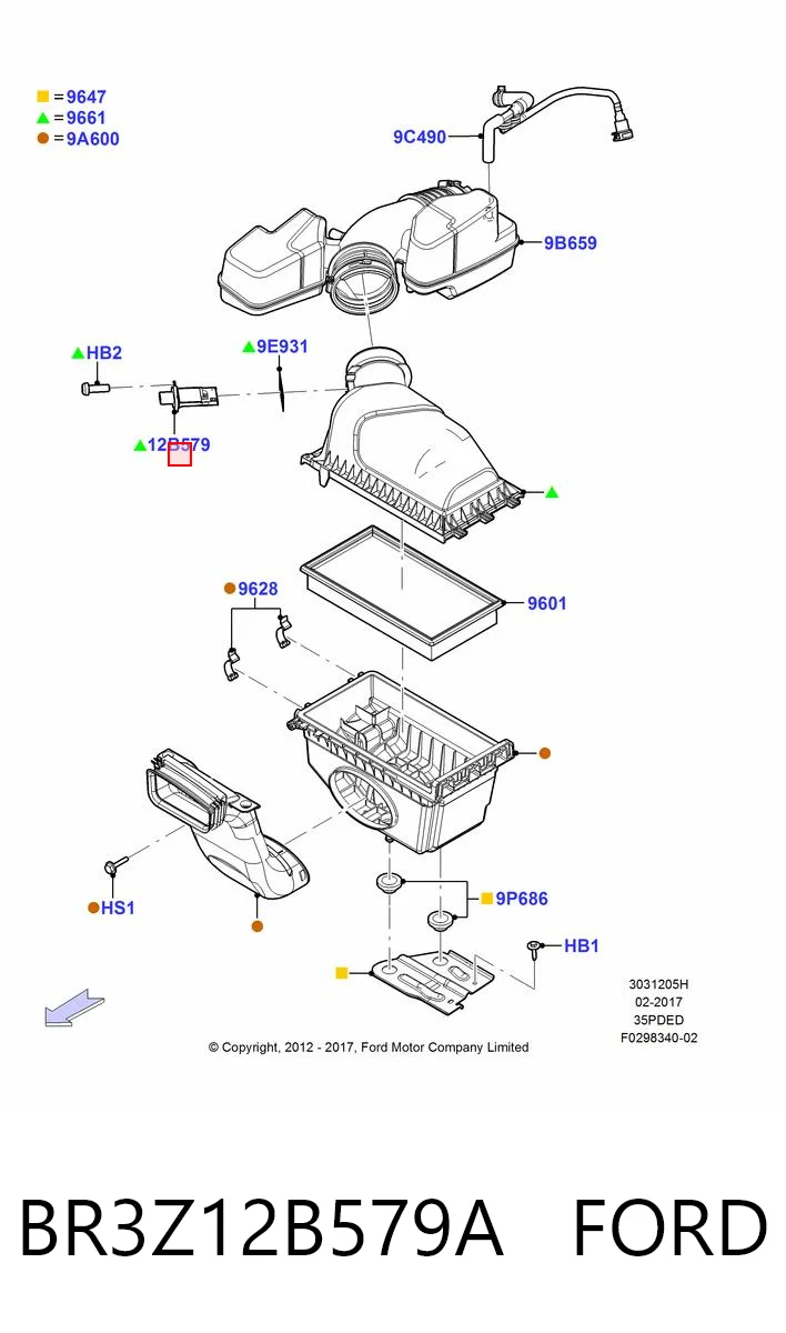 BR3Z12B579A Ford Датчик расхода воздуха