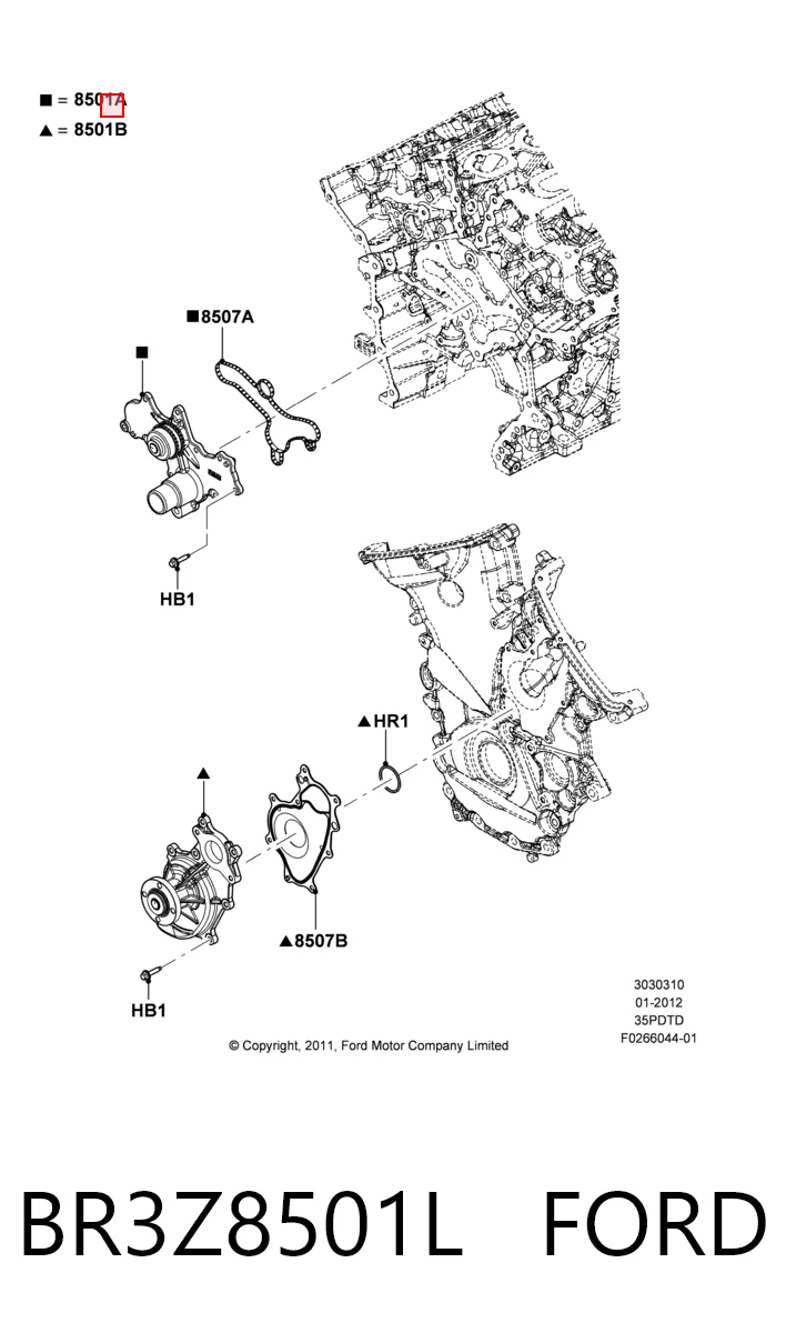 BR3Z8501L Ford Насос водяной