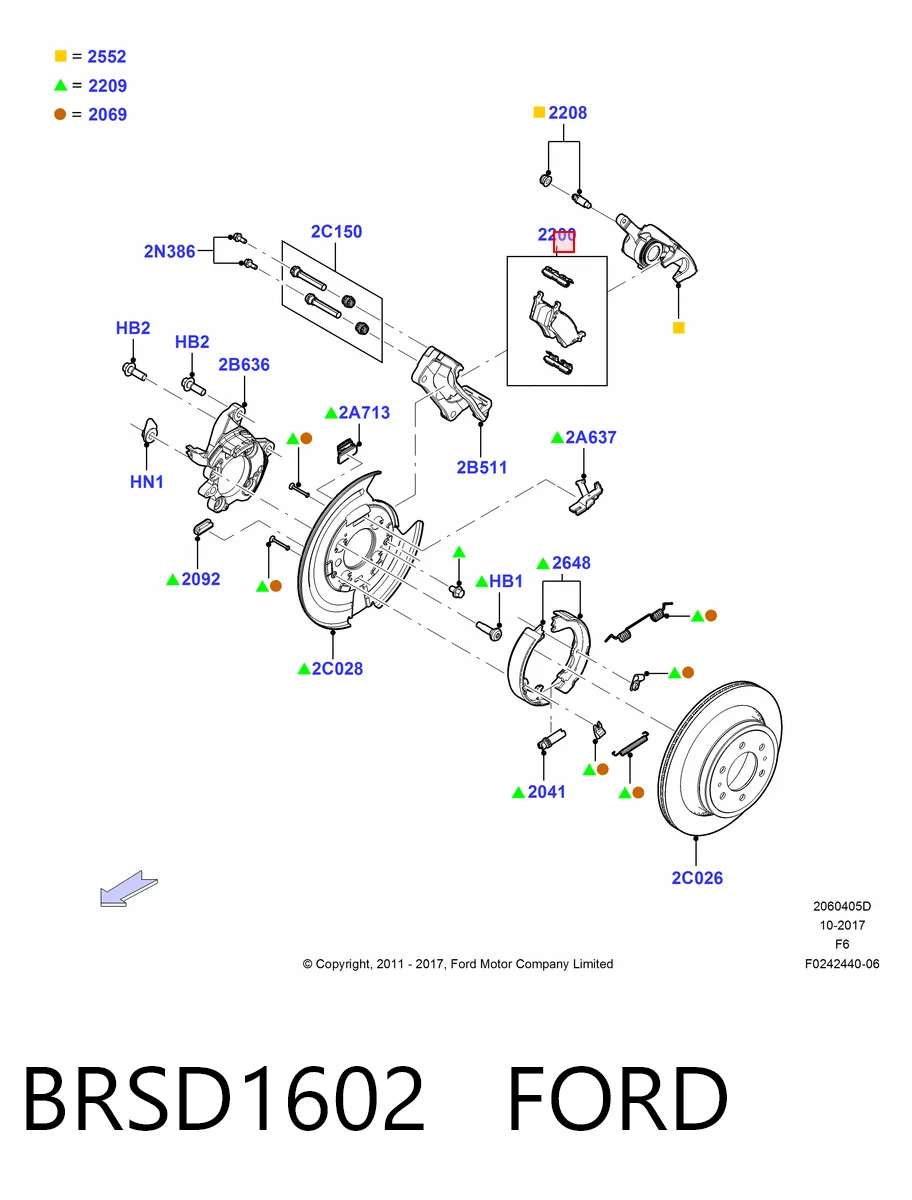 BRSD1602 Ford Колодки тормозные дисковые комплект