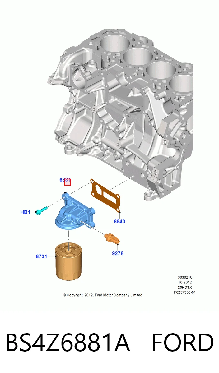 BS4Z6881A Ford Кронштейн масляного фильтра