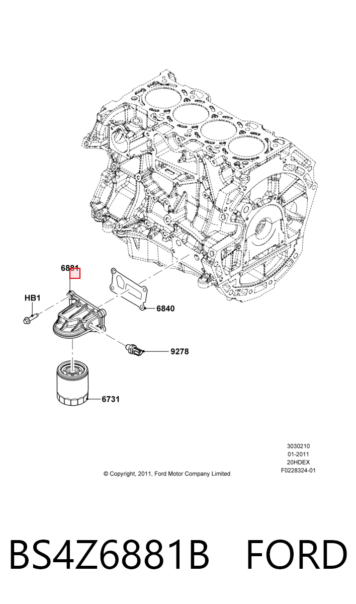 BS4Z6881B Ford Кронштейн масляного фильтра