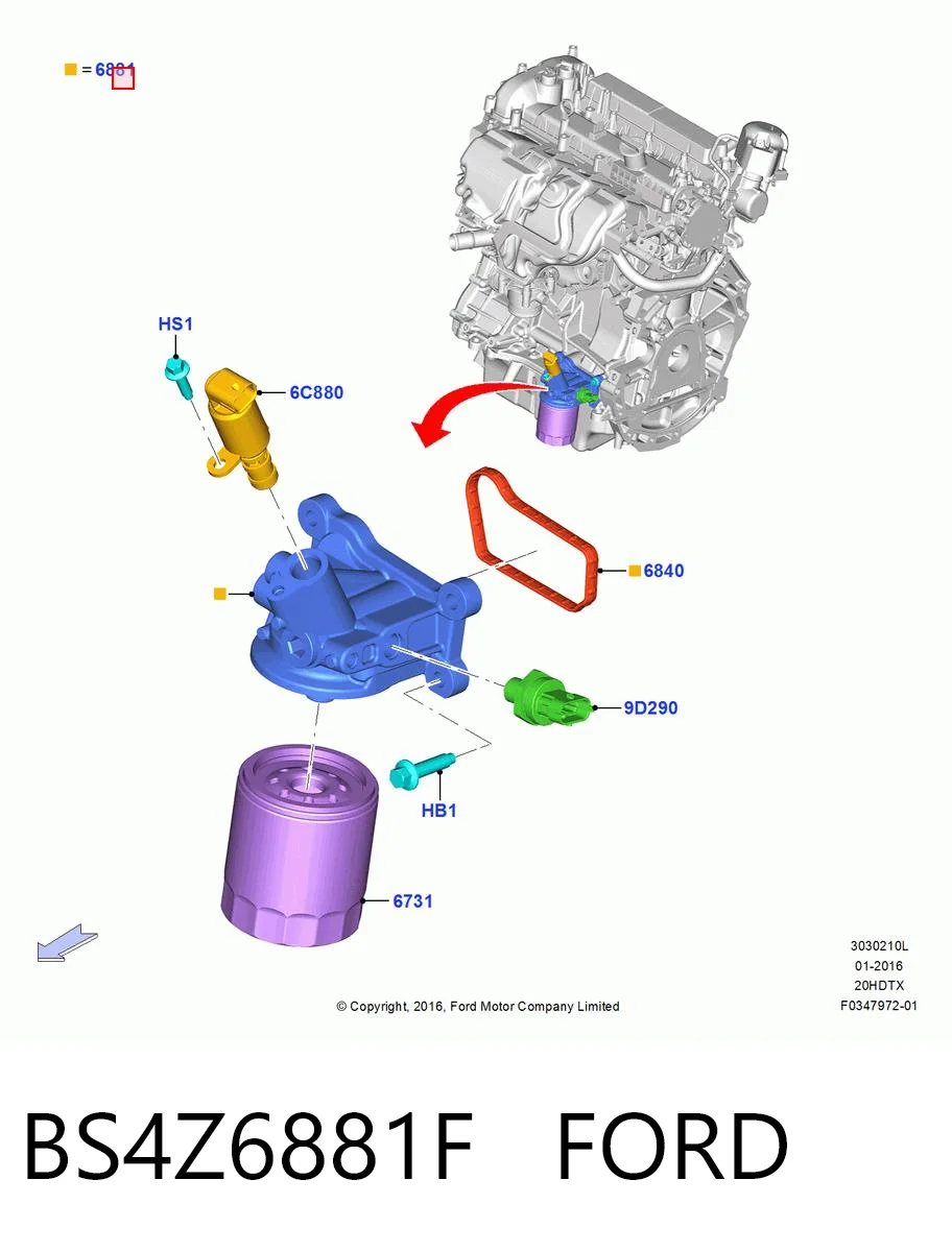 BS4Z6881F Ford Кронштейн масляного фильтра