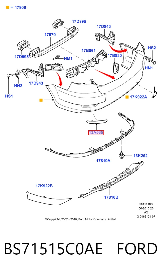 BS71515C0AE Ford Левый катафот бампера
