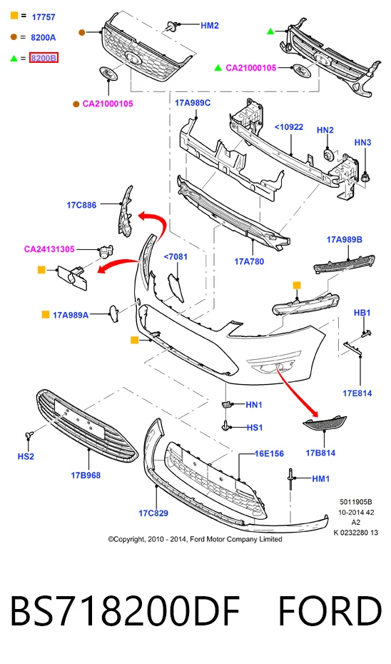 Облицовка радиатора Ford Mondeo IV хэтчбек (CA2) (2007 - 2014) цена, от 38.59 USD