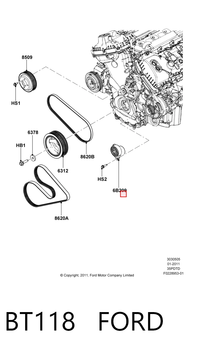 BT118 Ford Натяжитель клинового ремня