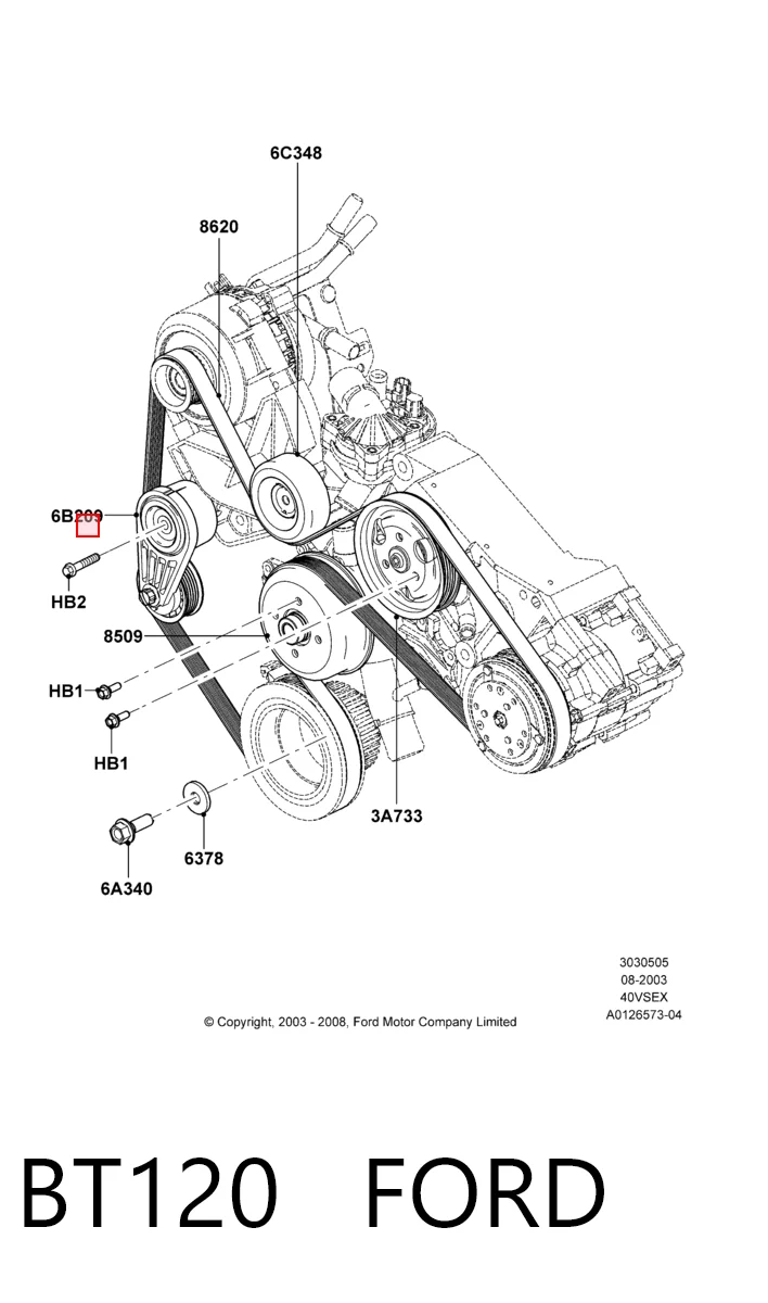 BT120 Ford Натяжитель клинового ремня