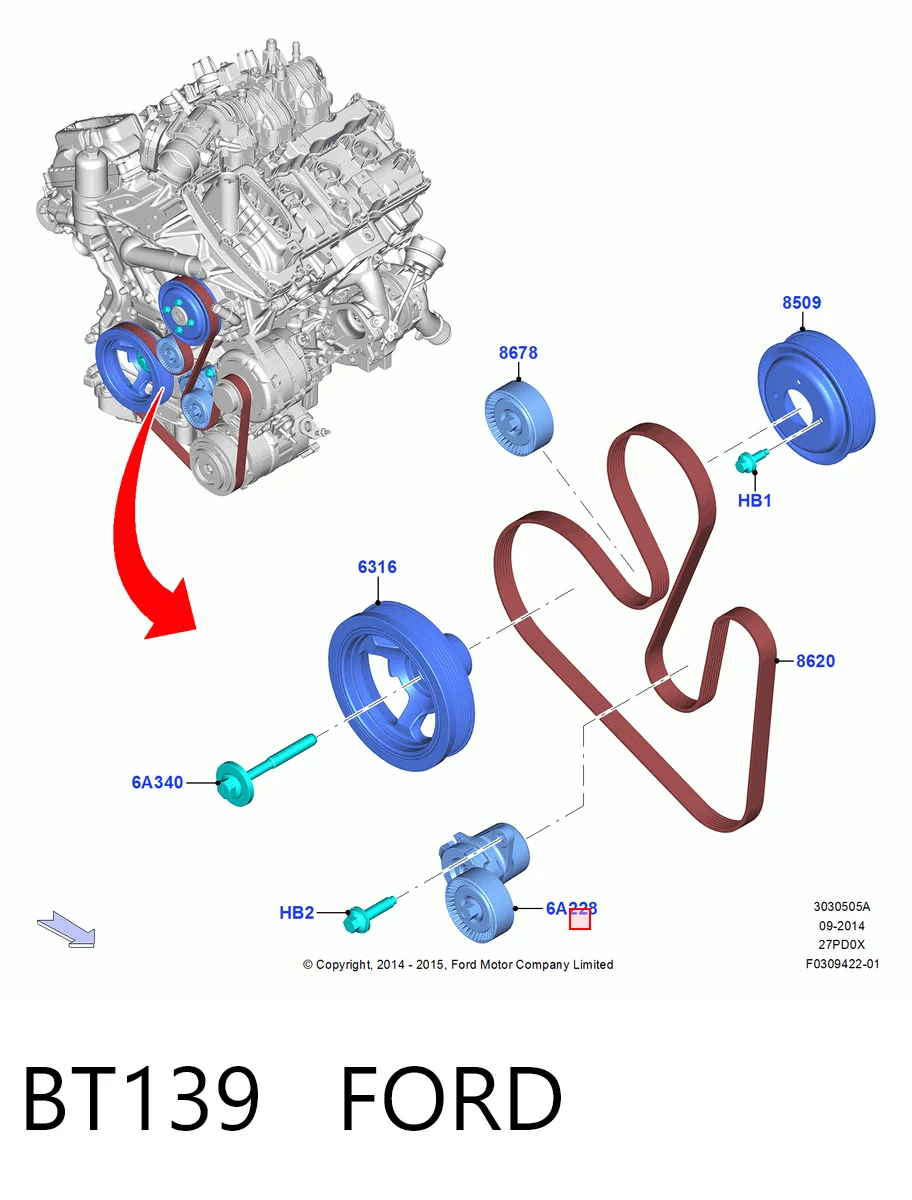 BT139 Ford Натяжитель клинового ремня