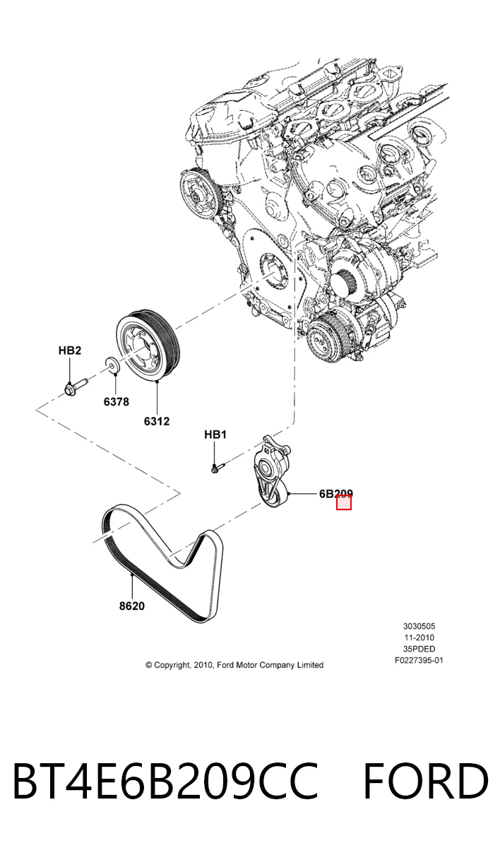 BT4E6B209CC Ford Натяжитель клинового ремня