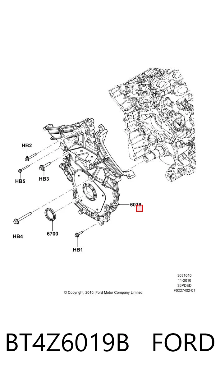 BT4Z6019B Ford Крышка мотора передняя
