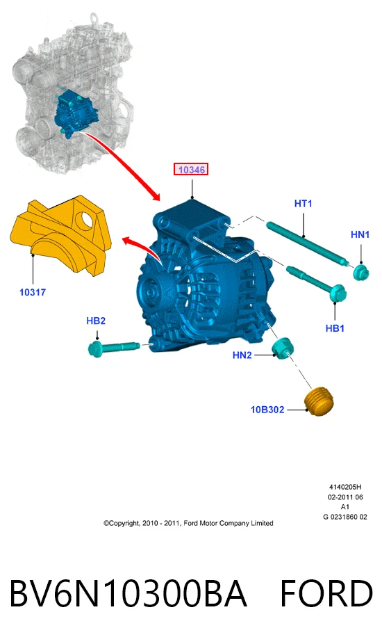 BV6N10300BA Ford Генератор автомобильный