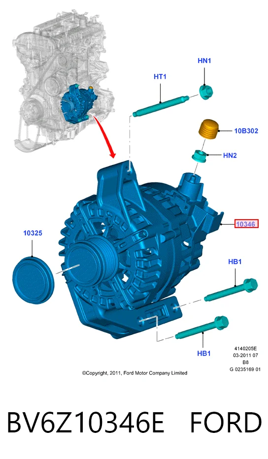 BV6Z10346E Ford Генератор автомобильный