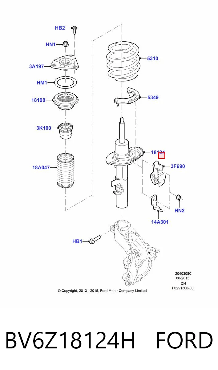 BV6Z18124H Ford Амортизатор передний левый