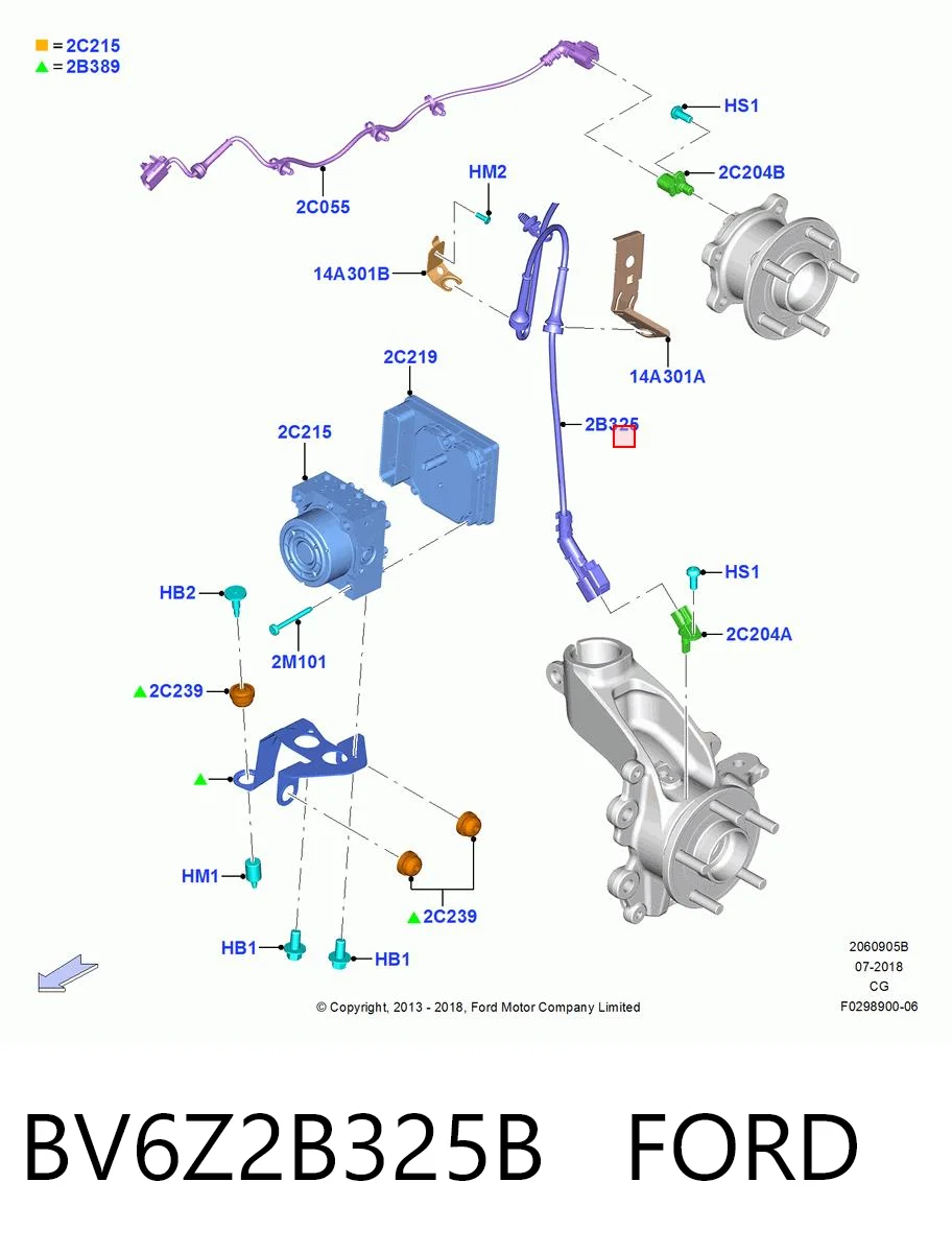 BV6Z2B325B Ford Передний провод датчика ABS