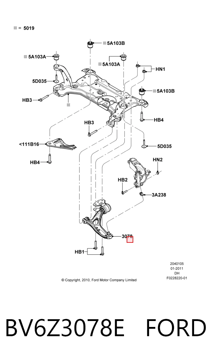 BV6Z3078E Ford Рычаг передней подвески нижний, правый