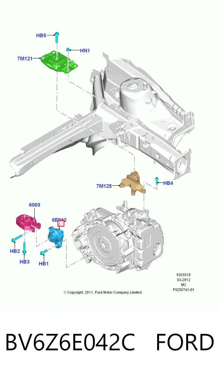 BV6Z6E042C Ford Балка крепления коробки передач
