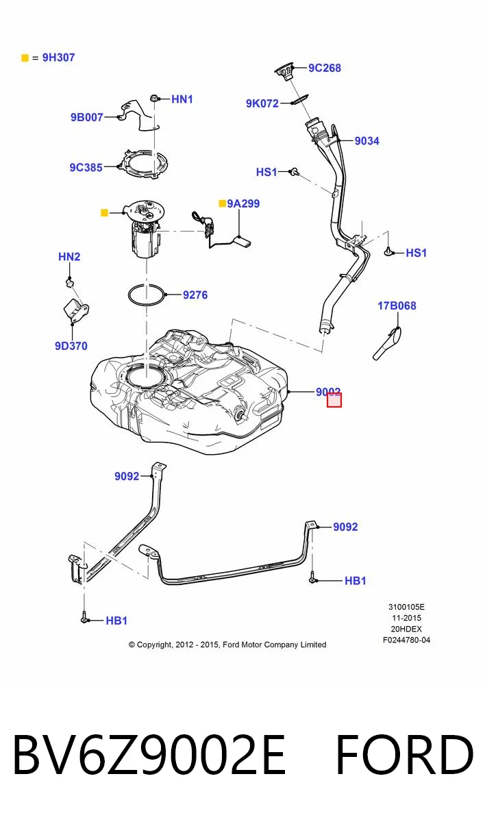 BV6Z9002E Ford Бак топливный