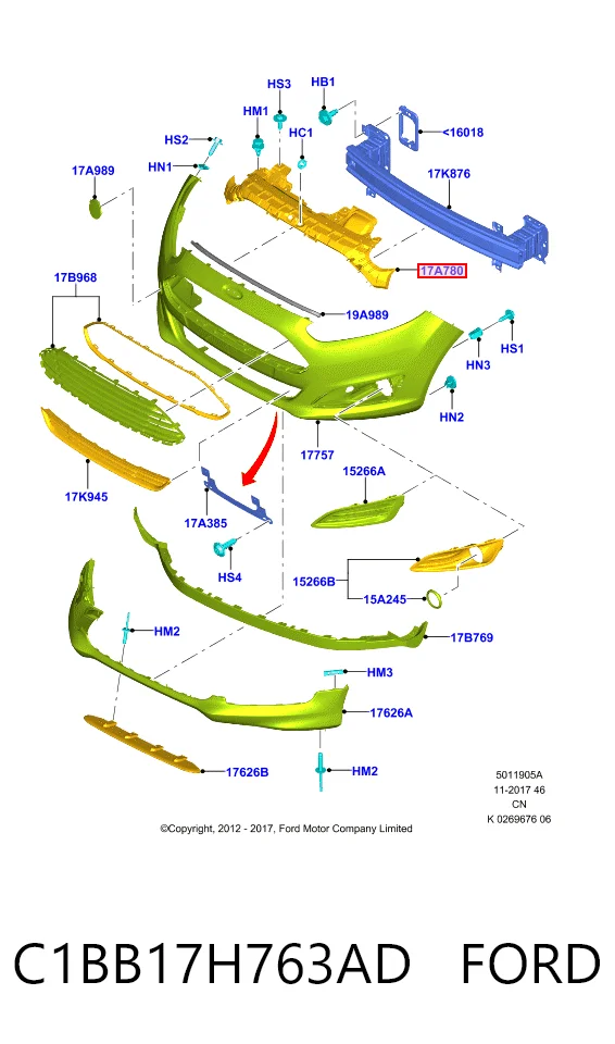 Купить HMPC1BB17H763AD Hmpx Буфер бампера переднего