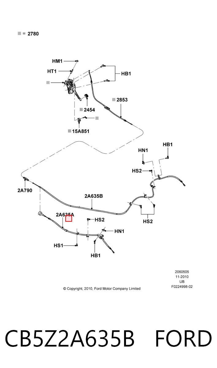 CB5Z2A635B Ford Трос ручного тормоза