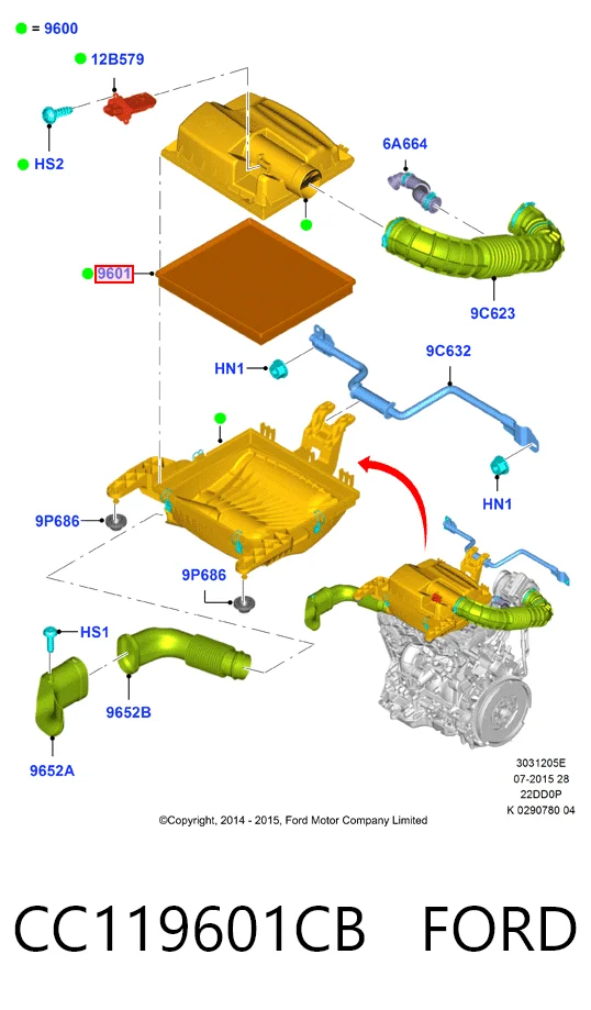 CC119601CB Ford Воздушный фильтр двигателя