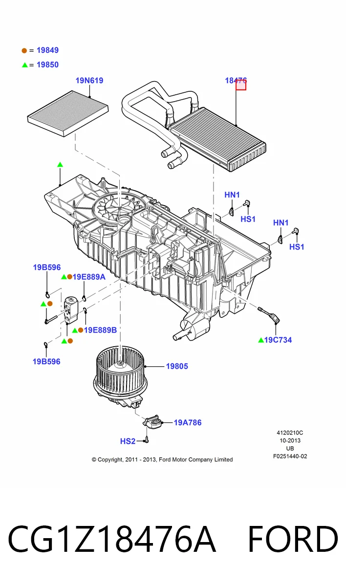 CG1Z18476A Ford Радиатор отопителя салона