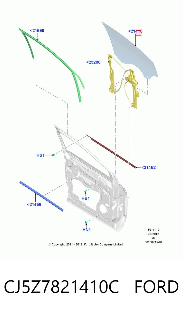 CJ5Z7821410C Ford Стекло передней двери, правой