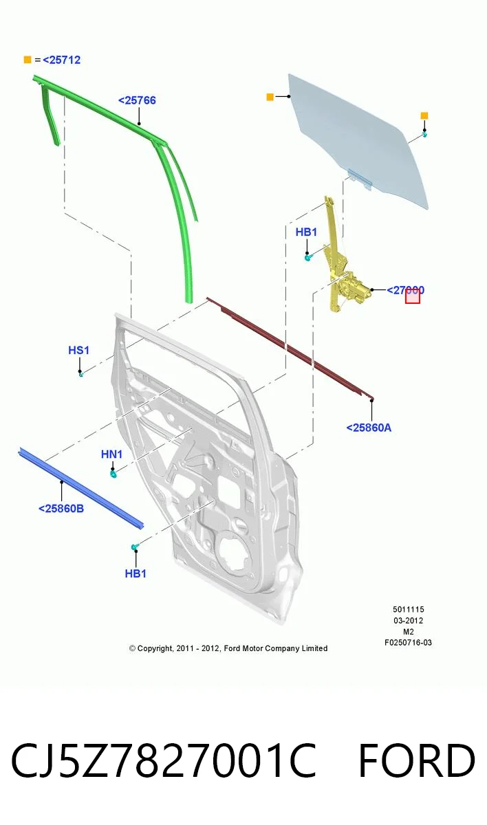 CJ5Z7827001C Ford Механизм стеклоподъемника двери задней, левой