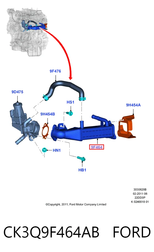 CK3Q9F464AB Ford Радиатор системы EGR