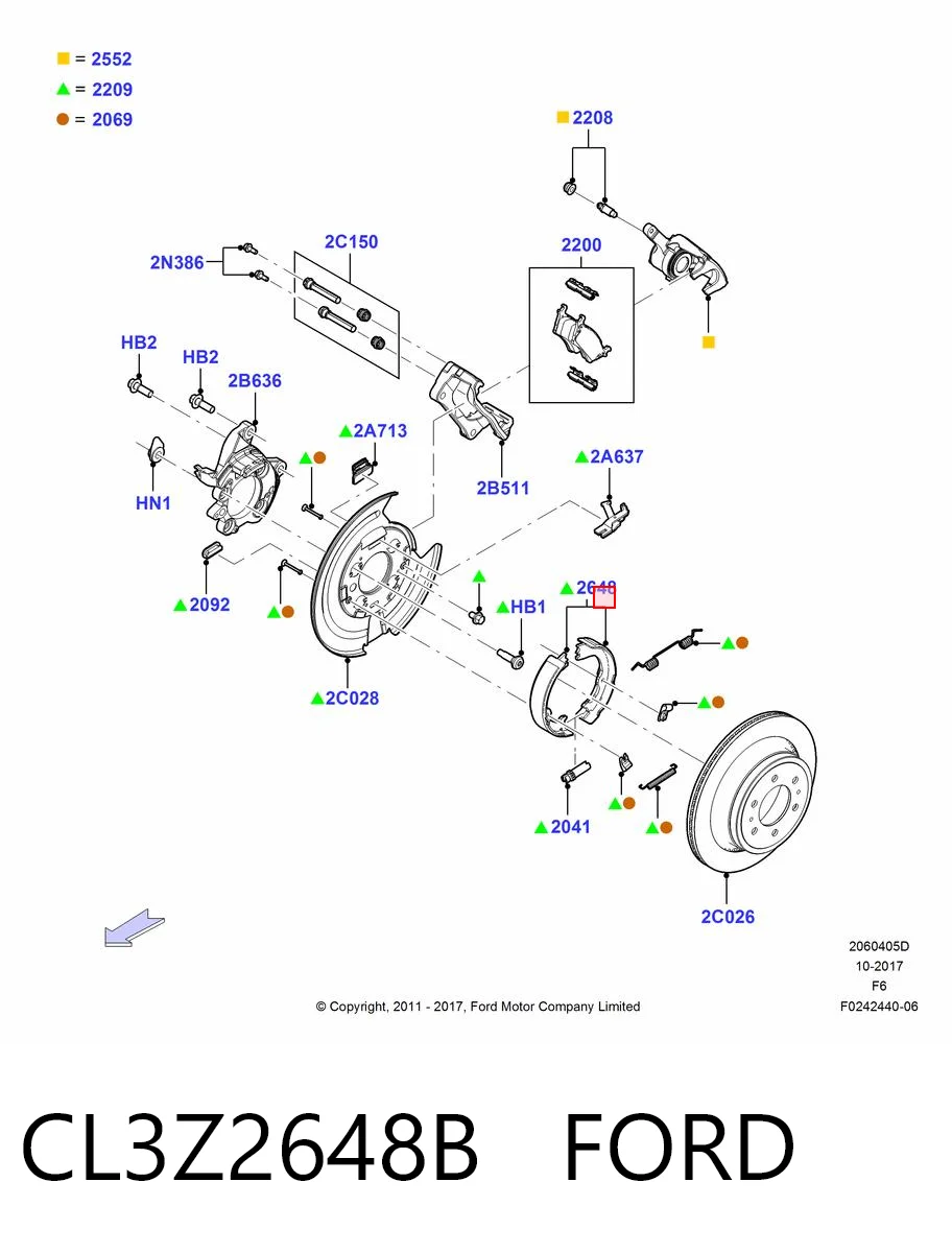 CL3Z2648B Ford Тормозные колодки ручника