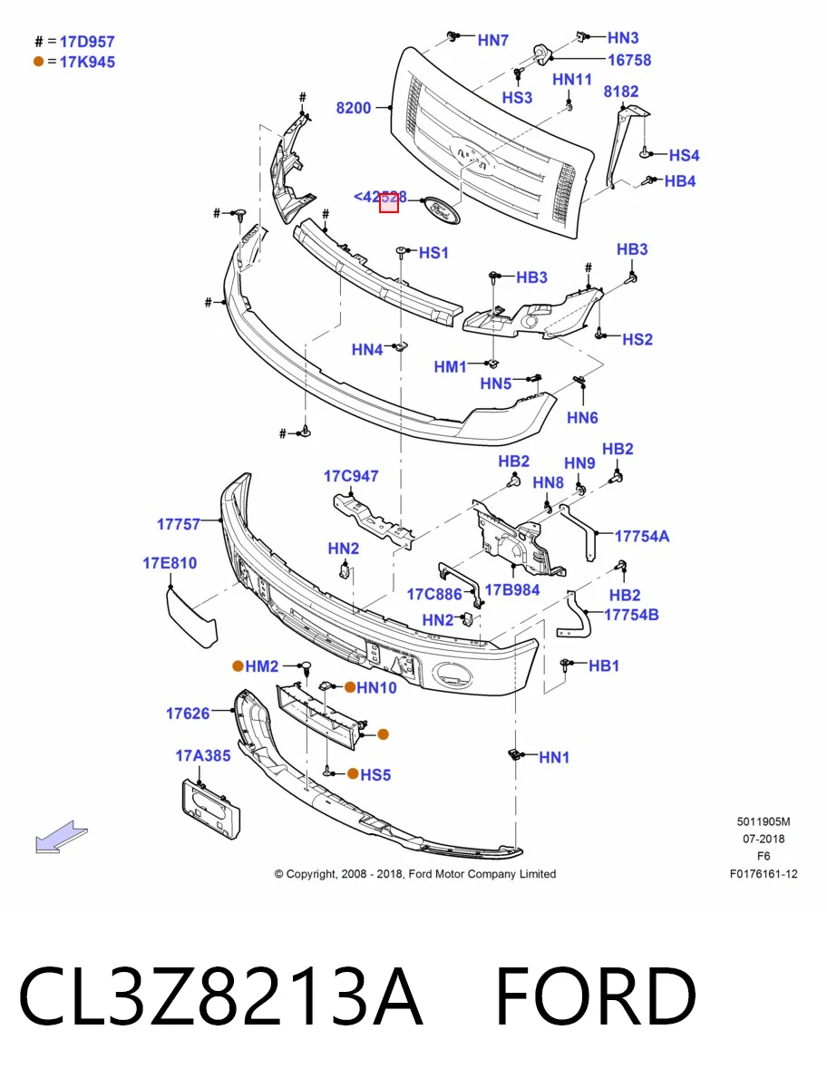 CL3Z8213A Ford Эмблема решетки радиатора