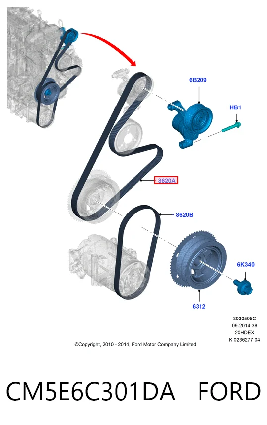 CM5E6C301DA Ford Поликлиновый ремень