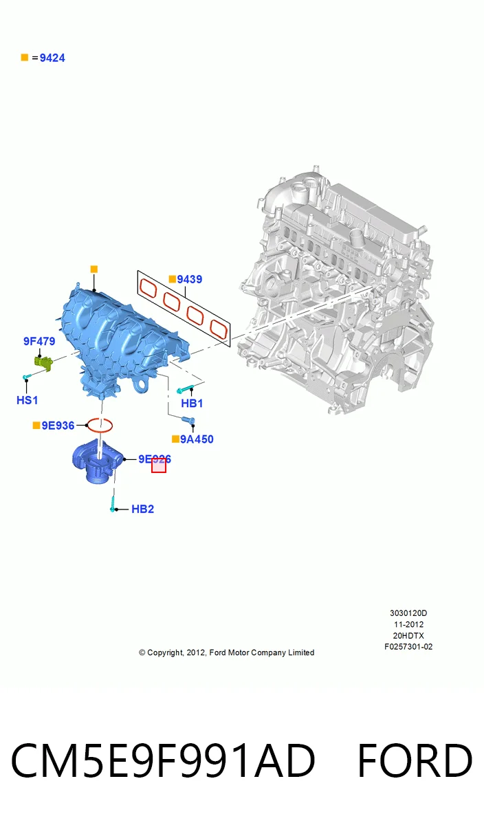 CM5E9F991AD Ford Дроссельная заслонка