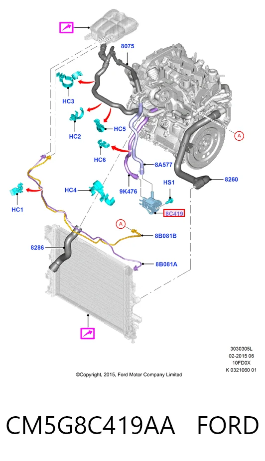CM5G8C419AA Ford Водяной насос охлаждения электрический дополнительный