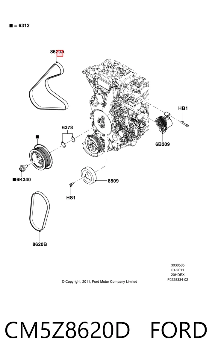 Ремень генератора RF6C18381 Mazda