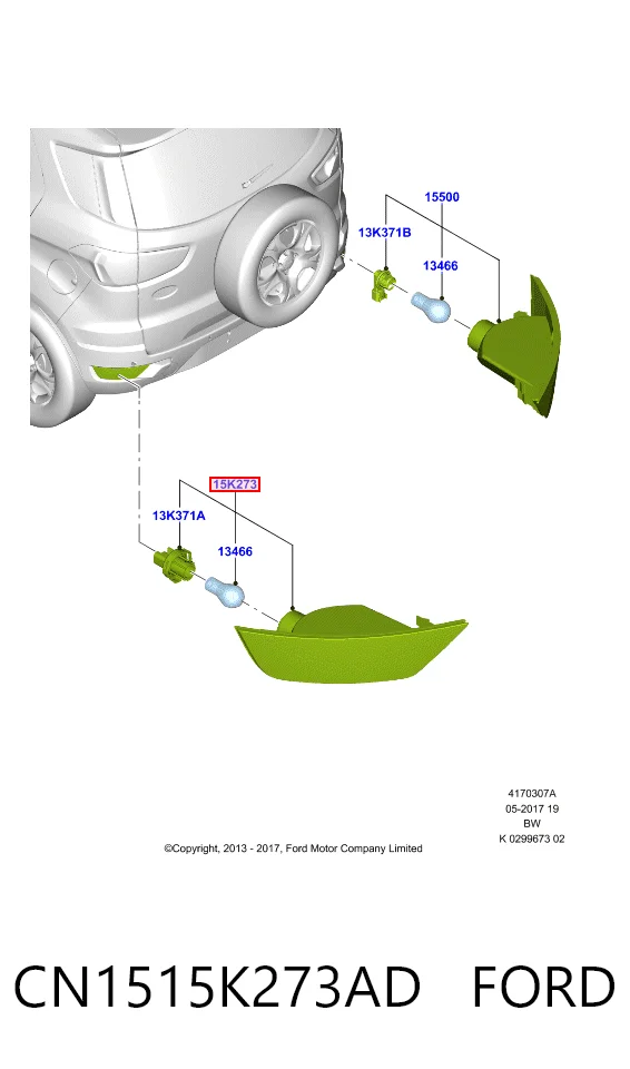 CN1515K273AD Ford Противотуманнка задняя, левая