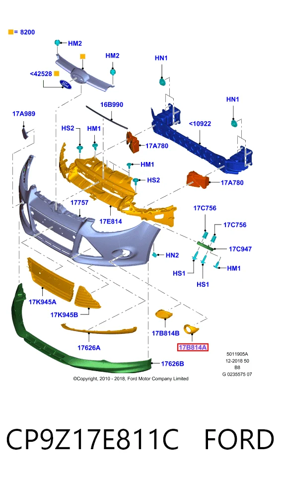 CP9Z17E811C Ford Оправа противотуманки