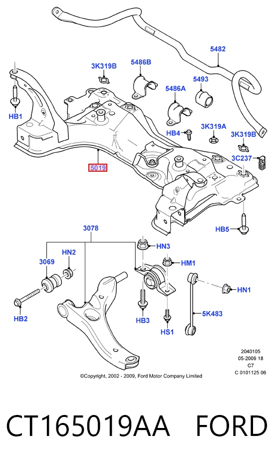 CT165019AA Ford Подрамник передней подвески