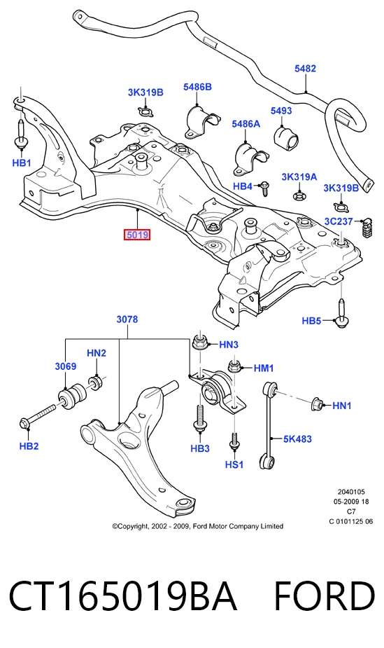 Подрамник передний HMPCT165019AA Hmpx