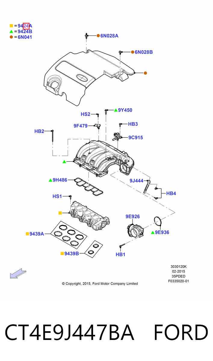 CT4E9J447BA Ford Коллектор впуск нижний