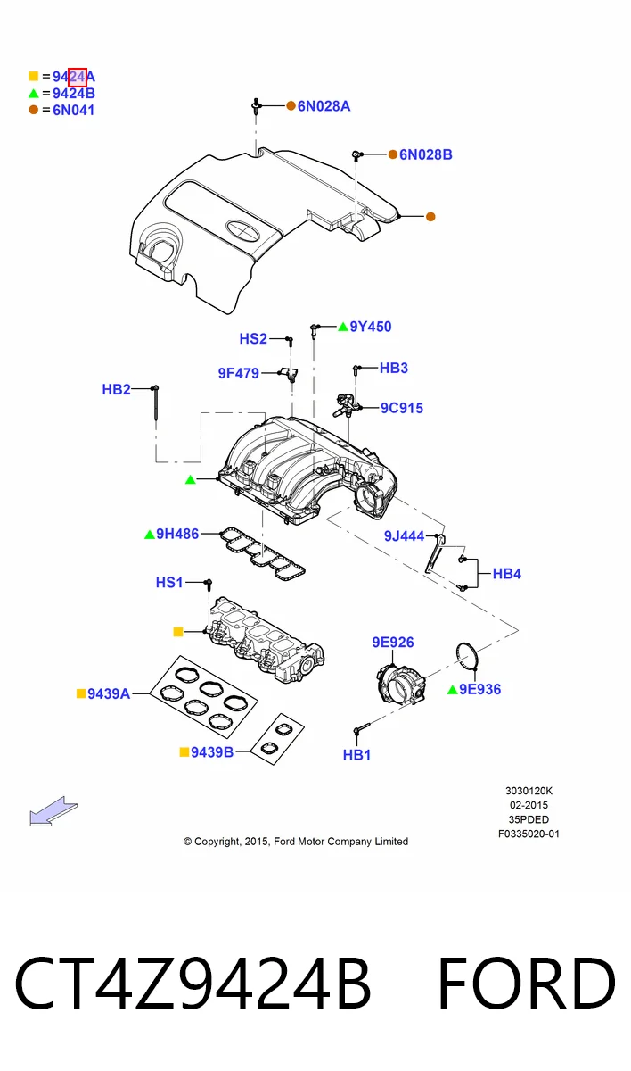 CT4Z9424B Ford Коллектор впуск нижний