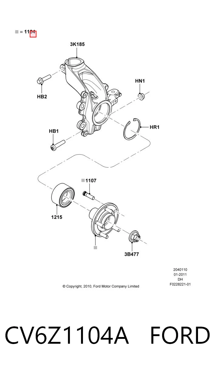 CV6Z1104A Ford Ступица колеса передняя