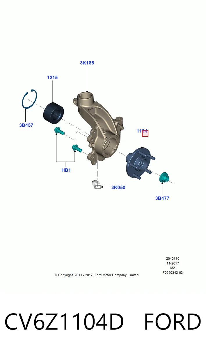 CV6Z1104D Ford Ступица колеса передняя