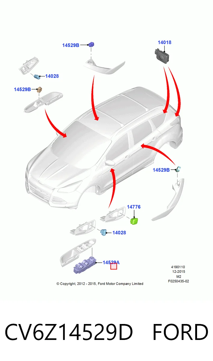 CV6Z14529D Ford Кнопки переднего левого стекло подъёмника