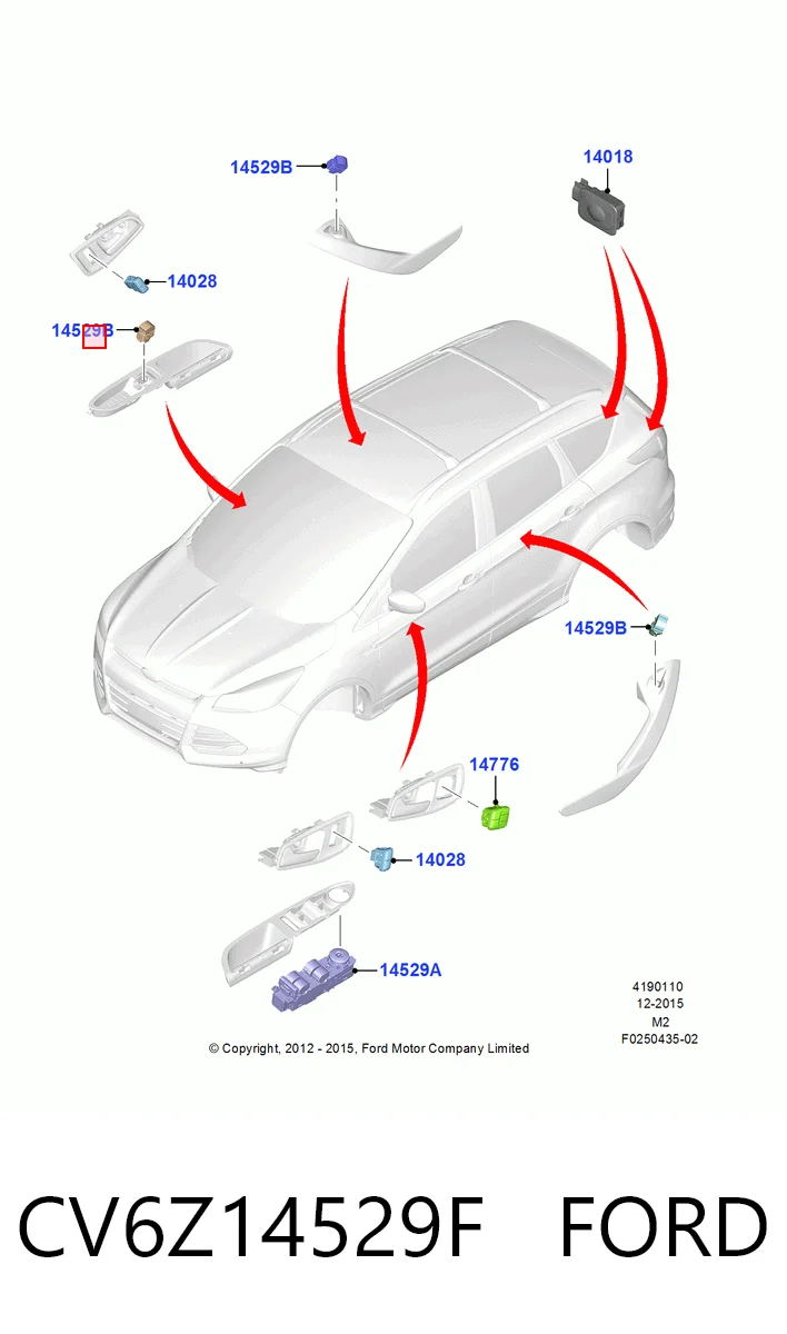 CV6Z14529F Ford Кнопки переднего левого стекло подъёмника