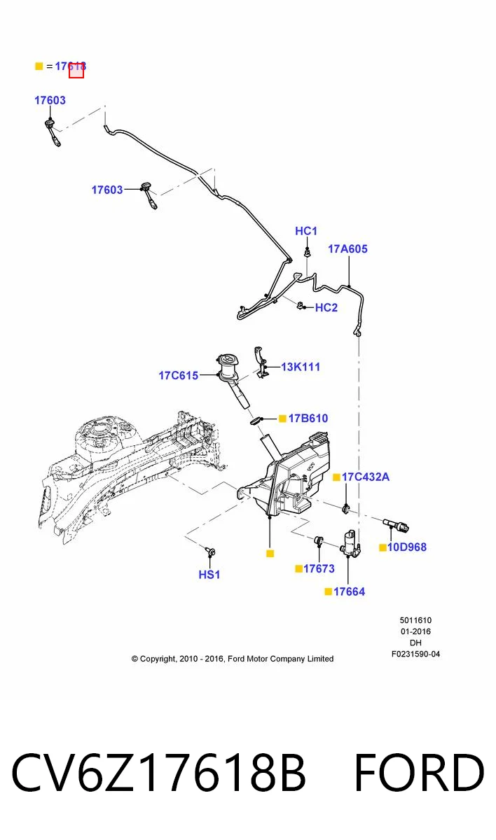 CV6Z17618B Ford Бачок омывателя стекла
